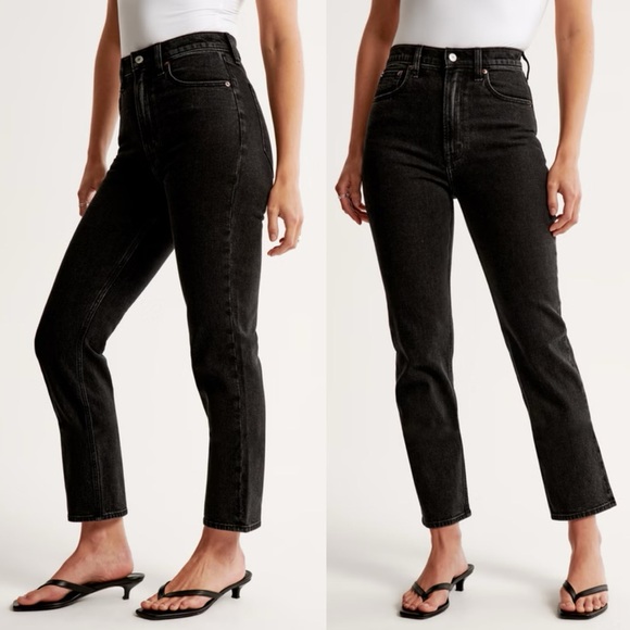 ABERCROMBIE & FITCH Jeans Ankle Straight Ultra High Rise Faded Black Size 27S - Picture 12 of 12
